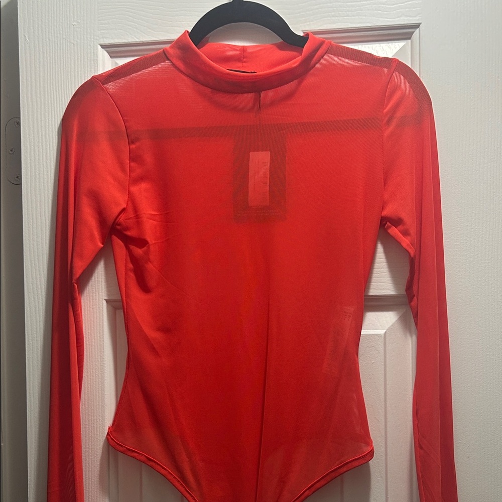 PrettyLittleThing Orange Sheer Bodysuit — Size 6 & 8, NWT - Picture 5 of 5